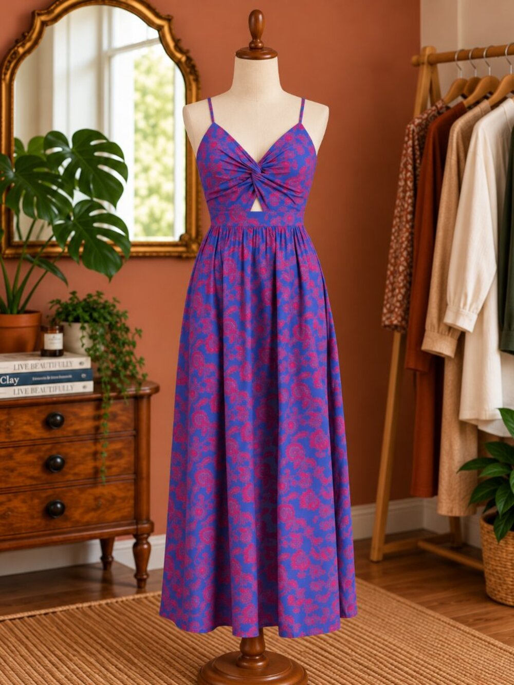 Elegant Purple and Pink Women's Dress